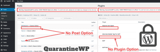 QuarantineWP - Code Freeze, Maintenance Mode Plugin for WordPress
